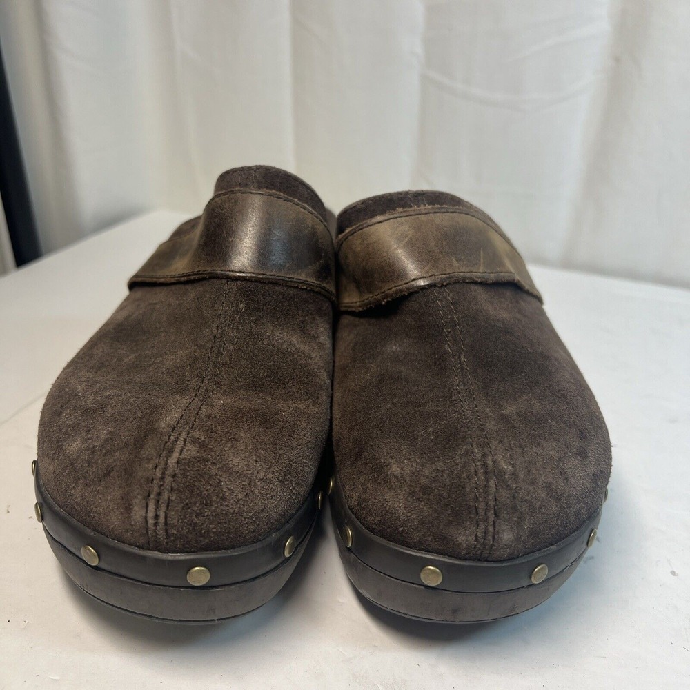 Crocs Womens 8 Brown Suede Studded Platform Clogs Hippie Mules Boho Cottagecore - Picture 2 of 10